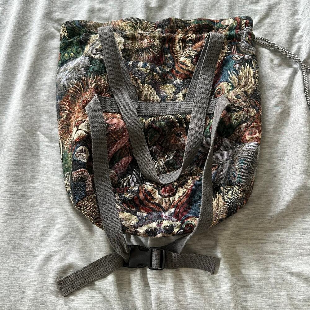 Tapestry Animal Print Drawstring Backpack Jungle … - image 2